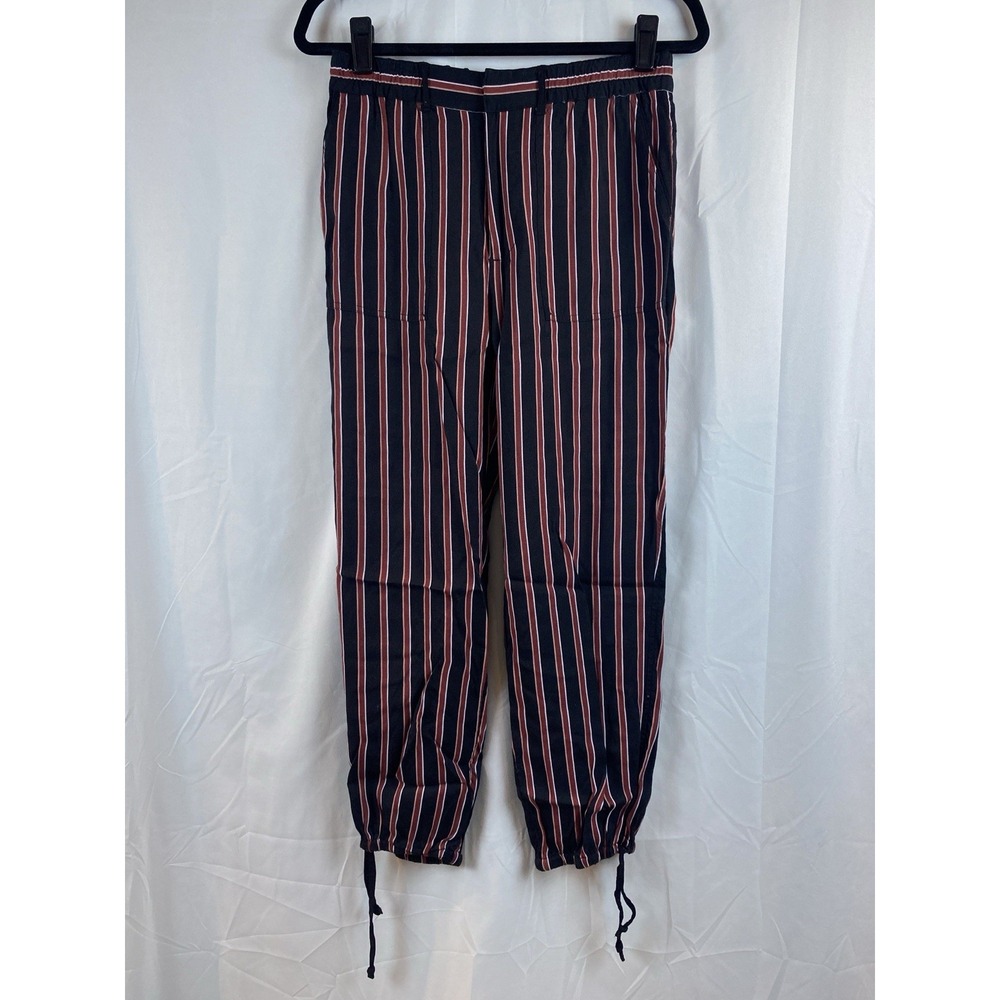 Anthropologie Women's Size XS 100% Viscose Striped Ankle Tie Joggers With Pocket